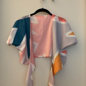 Color Blocked Front Tie Top